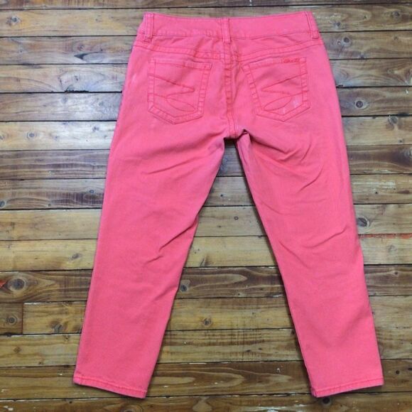 Seven7 coral ankle crop jeans women’s size 8 mid rise tangerine stretch denim - Picture 3 of 12